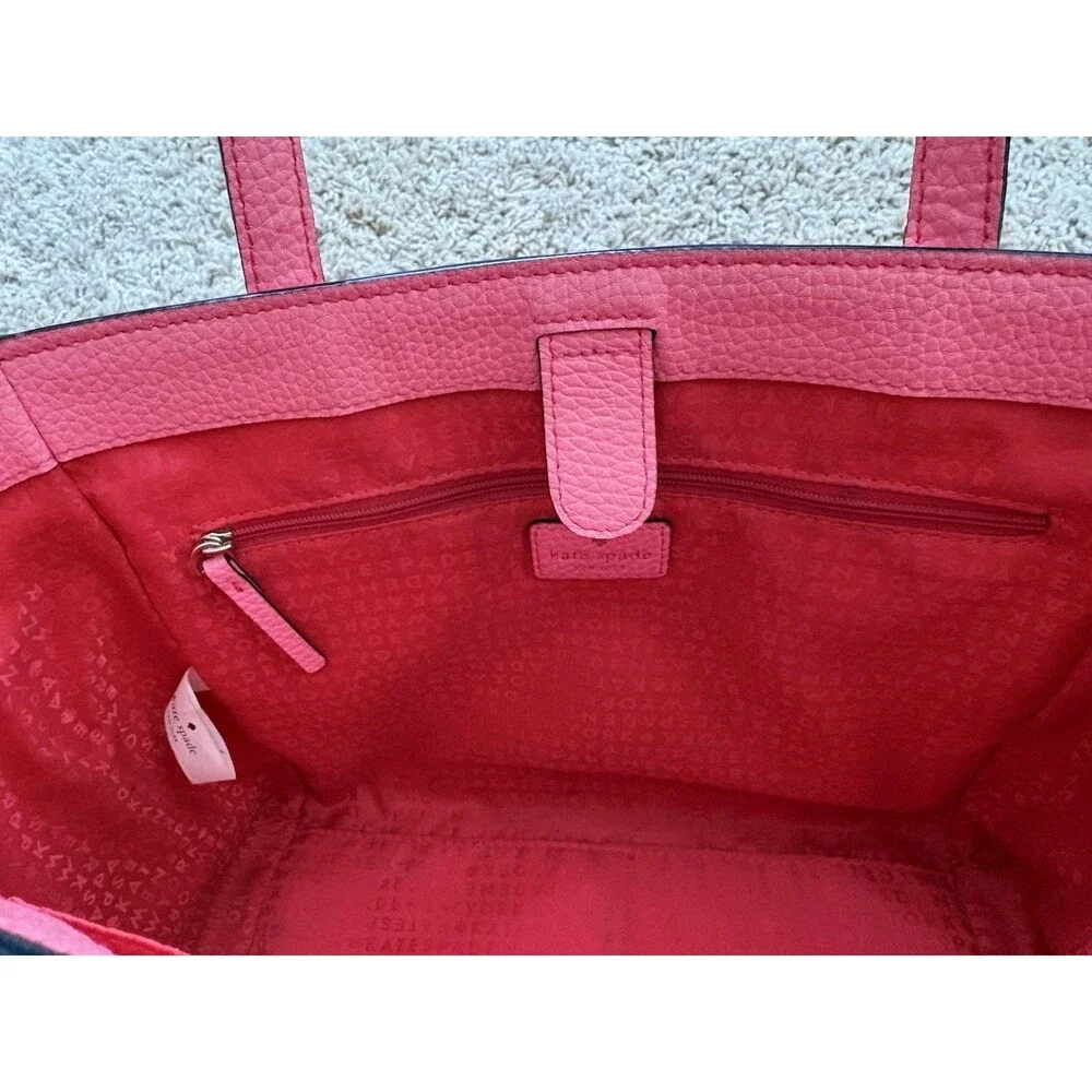 Kate Spade Bridge Place Francisca Tote Pink Flamingo Pebbled Leather Bow Accent